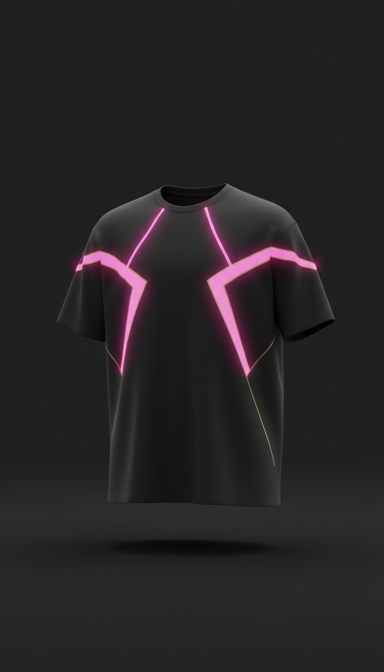 Heavyweight Cotton Tee With Neon Amethyst Glow